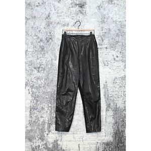 Vintage Louis Feraud Black Crocodile Textured High Waist Trouser Pants